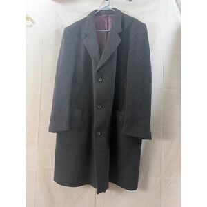 Learbury di Silver Mens Charcoal Gray Cashmere Wool Overcoat Size 48L Italy